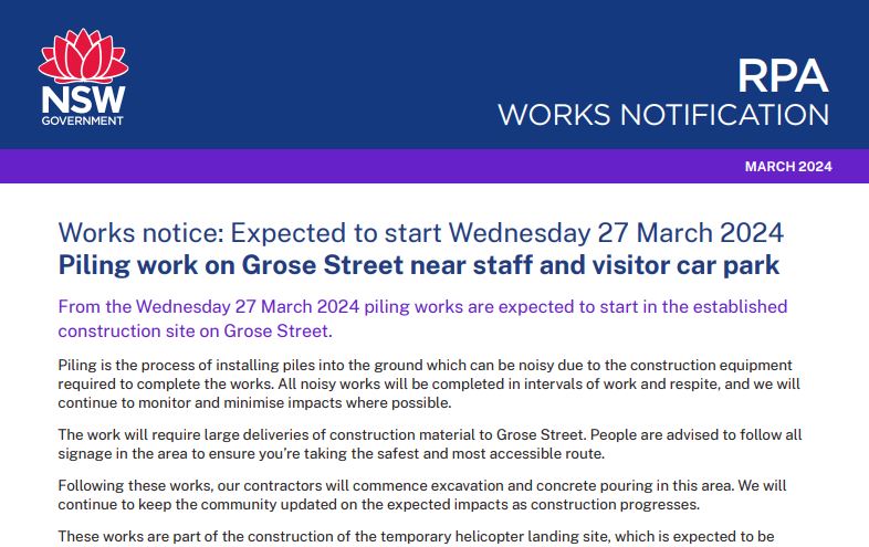 27 March 2024 - Piling works on Grose Street